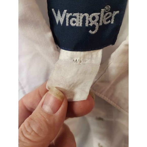 White Wrangler Pearl Snap Western Dress Shirt Medium - Picture 4 of 4